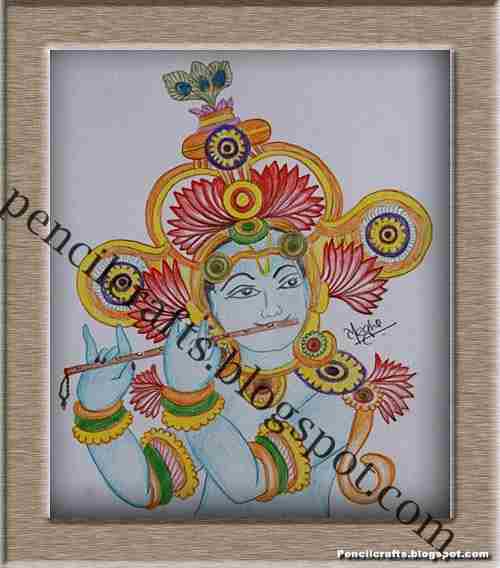 Easy and Simple Beautiful Pencil Drawings of Krishna