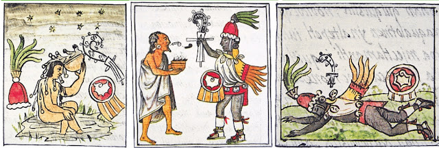 Боги, призванные Тескатлипокой, совершили различные чудеса, чтобы обмануть Кецалькоатля