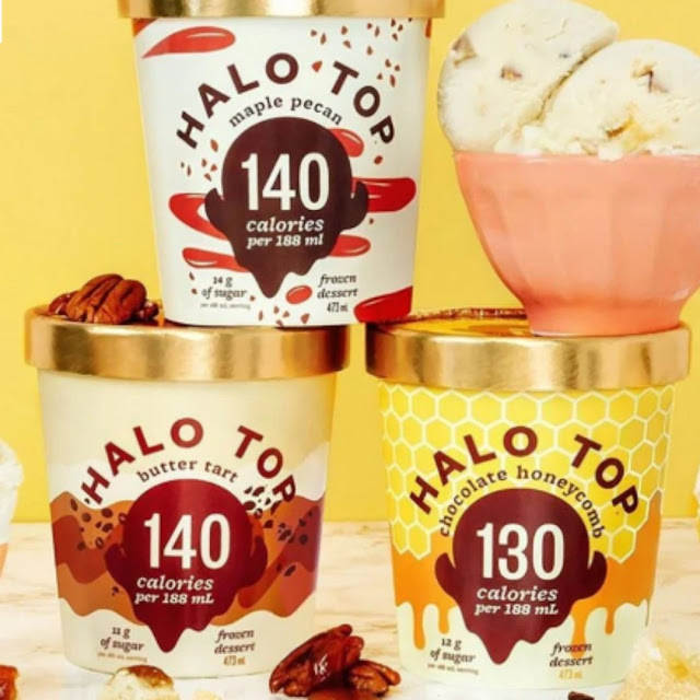 Halo Top Ice Cream Maple Pecan, Butter Tart, Chocolate Honeycomb