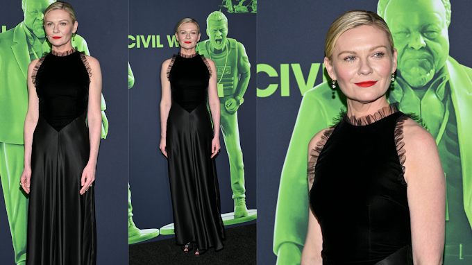 Kirsten Dunst's Quiet Luxury: Velvet Rodarte Dress with Ruffles at 'Civil War' Screening