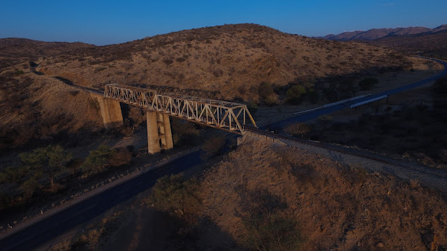 Namibia: aerial view of old railway bridge near Windhoek