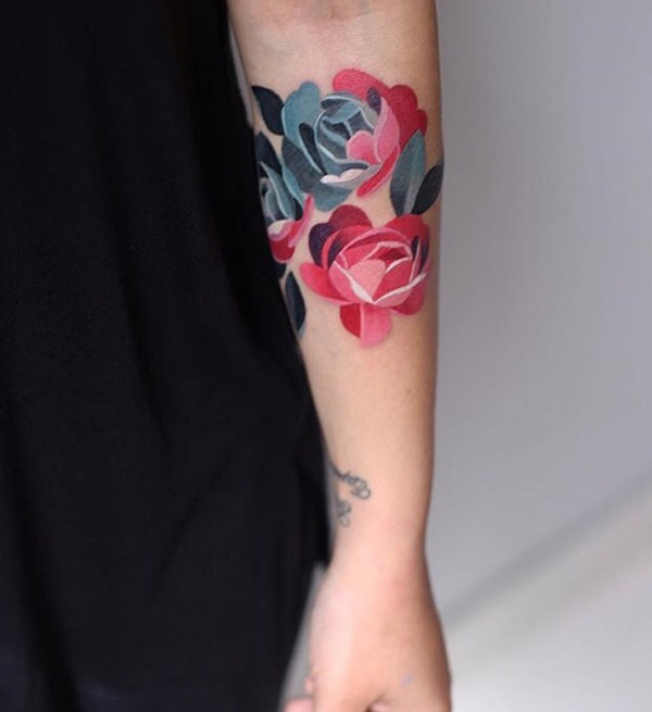 Simple yet beautiful roses tattoo designs for the forearm