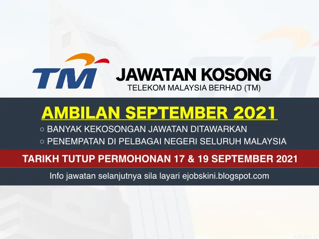 Jawatan Kosong Telekom Malaysia Berhad (TM) September 2021