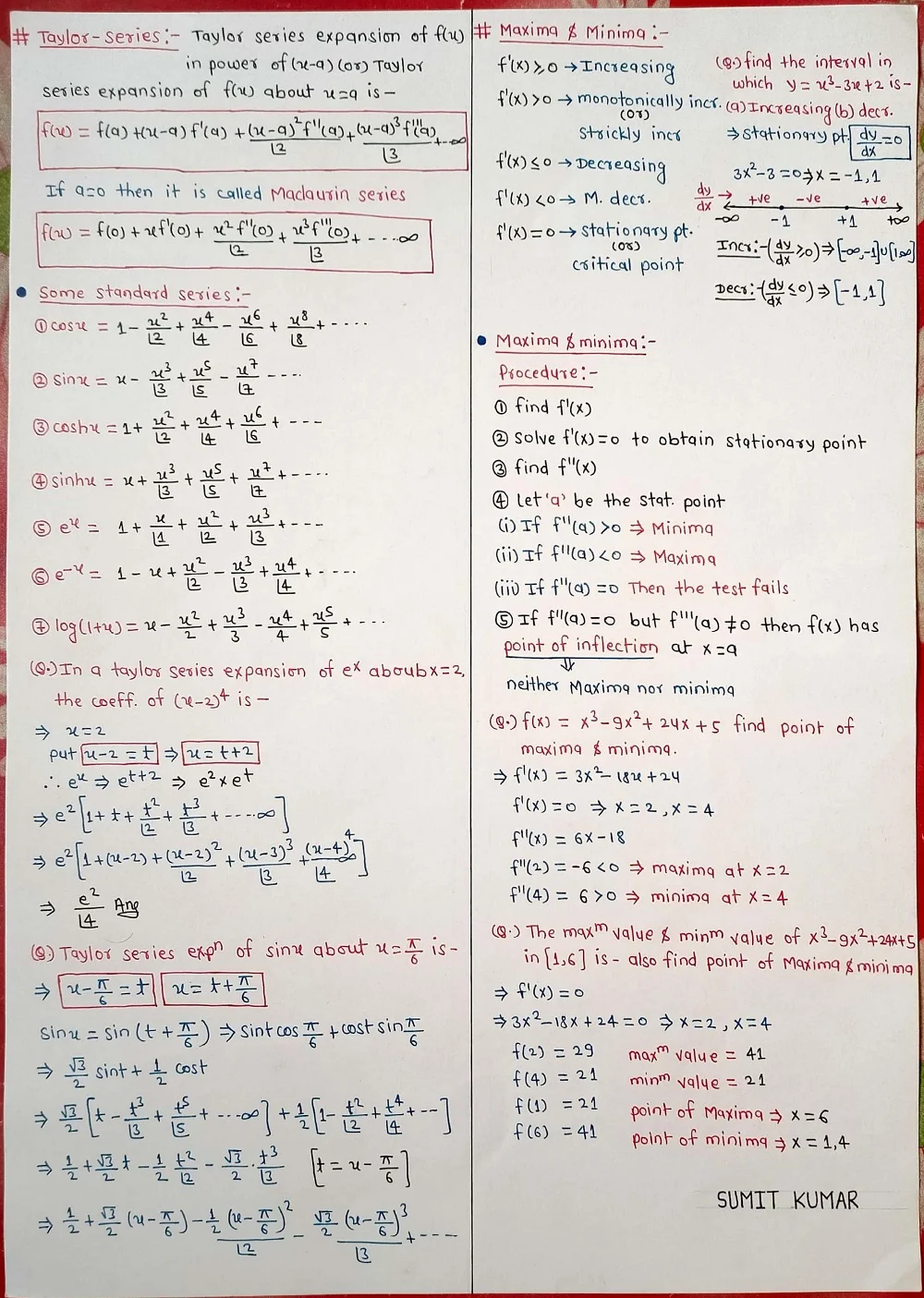 Math Formula - Short Notes 📚