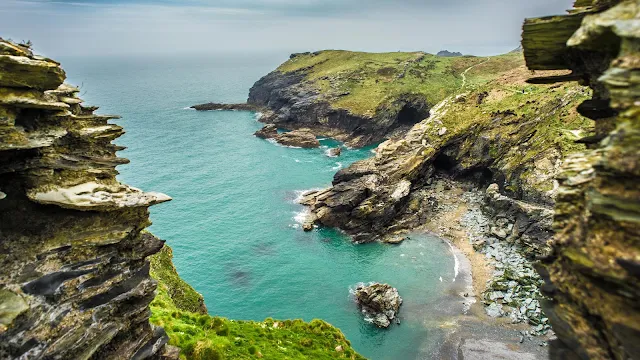 Free Tintagel Castle Beach wallpaper. Click on the image above to download for HD, Widescreen, Ultra HD desktop monitors, Android, Apple iPhone mobiles, tablets.