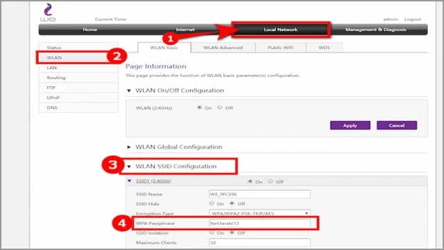 تغيير باسورد 192.168.1.1 شركة WE