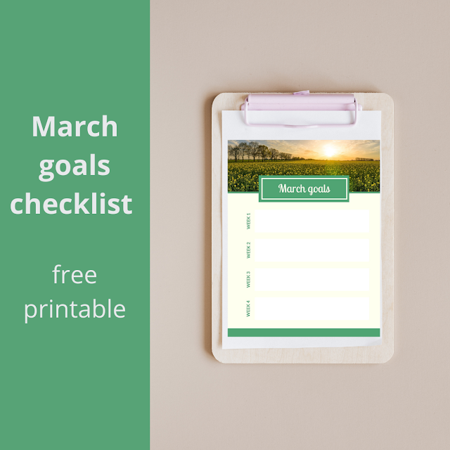 March goals checklist - free printable