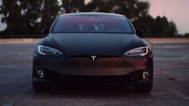 Tesla, Black Car, Parking