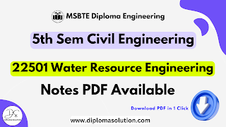 22501 Water Resource Engineering Notes PDF | MSBTE Civil Engineering All Units Notes PDF