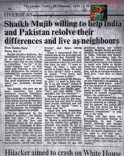 Mujib's attitude to India & pakistan 
