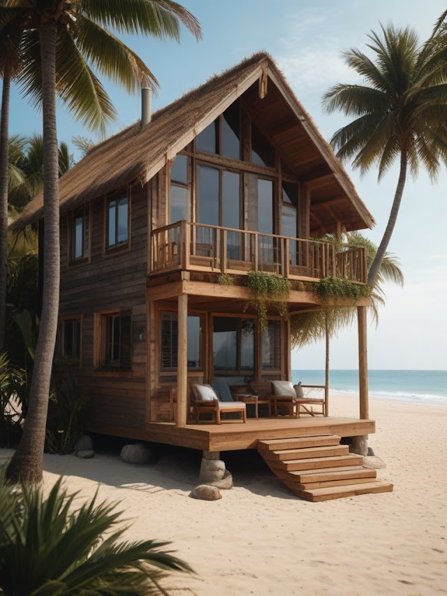 Seaside Serenity: Embracing Tranquility in a Small Beach House with a Deck and a Couch