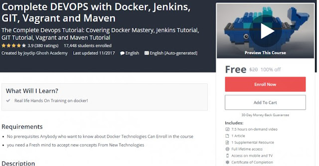 [100% Off] Complete DEVOPS with Docker, Jenkins, GIT, Vagrant and Maven| Worth 20$