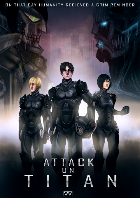 A Pacific Rim x Attack on Titan crossover fanart for the upcoming Cosplayer Expo in September