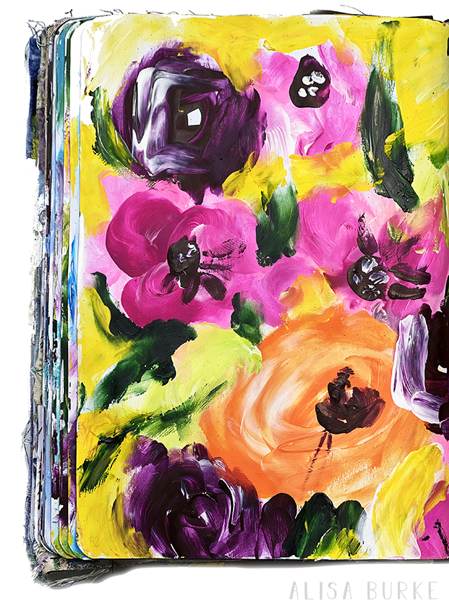 finger painted flowers