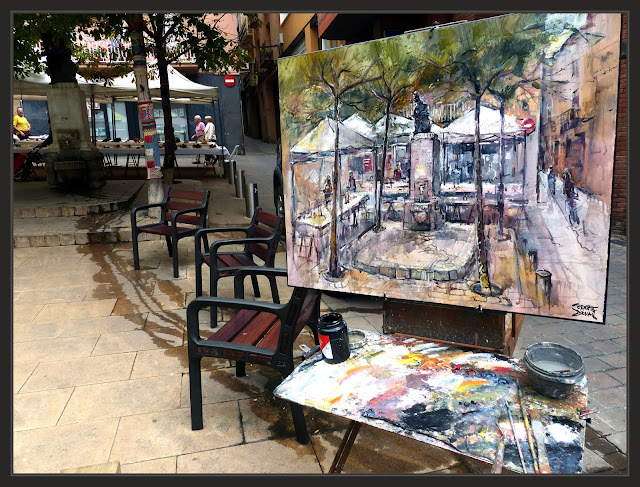 FIRA DEL BOLET-BERGA-PLAÇA DE LES FONTS-PINTURA-QUADRES-PAISATGES-URBANS-BERGUEDÀ-PINTURES-ATMÓSFERA-FOTOS-PINTOR-ERNEST DESCALS