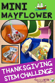 Thanksgiving STEM Challenge: Build a mini Mayflower for capacity and/or strength and sail to the New World. Includes modifications grades 2 - 8.