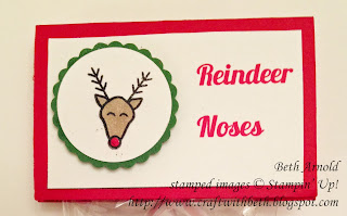 Craft with Beth: Iconic Christmas gift tag tag topper 3D Stampin Up Christmas reindeer reindeer noses malted milk chocolate