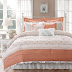 Madison Park 100% Cotton Comforter Set-Modern Cottage Design All Season Down Alternative Bedding, Matching Shams, Bedskirt, Decorative Pillows, King(104"x92"), Dawn Shabby Chic, Coral, 9 Piece