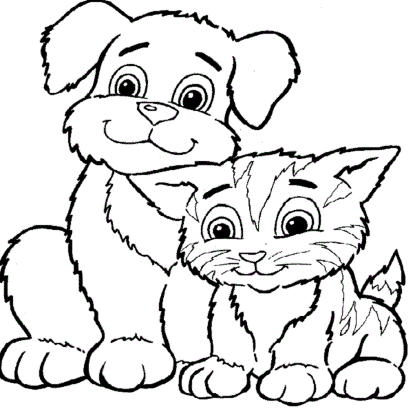 Coloring Pages With Dogs And Cats