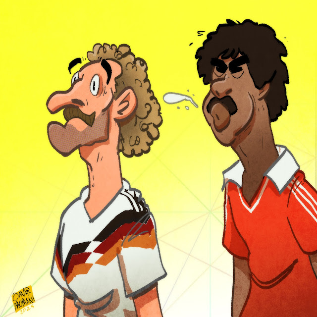 Rudi Völler and Frank Rijkaard cartoon