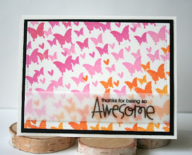 Ombre Stamped Butterfly Card by Jess Moyer featuring Paper Smooches Luminous Spring and Uplifters