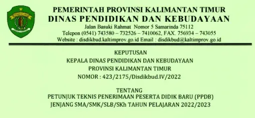 Jadwal dan Juknis PPDB SMK SMA SKH Provinsi Kalimantan Timur Tahun Pelajaran 2022/2023