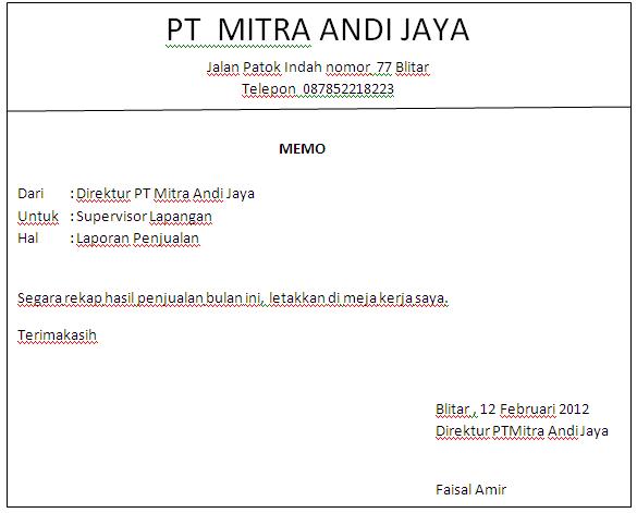 Contoh Memo Resmi  Trending Zone