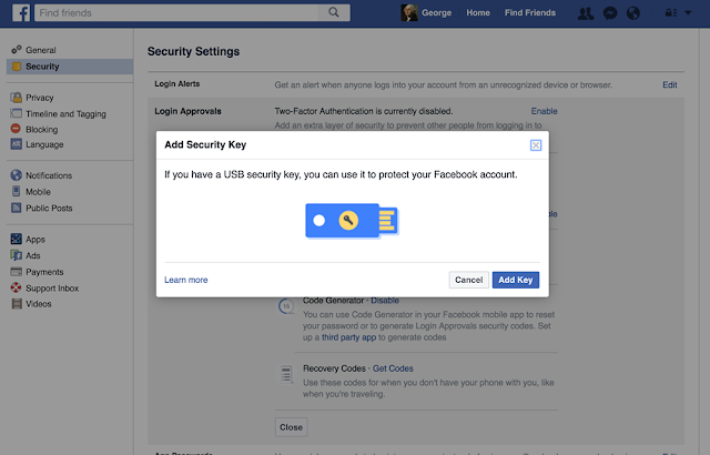 Facebook Security Key