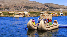 Totora Boat and the Floating Islands of Uros, Lake Titicaca, Peru