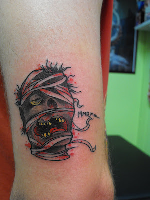 This was a super fun mummy tattoo done for the first annual Fright Night at 