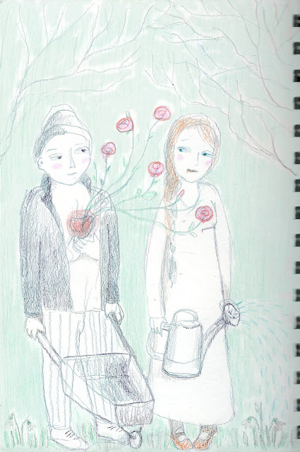 AideArt spring starts 20.march heart roses sketchbook love garden caple