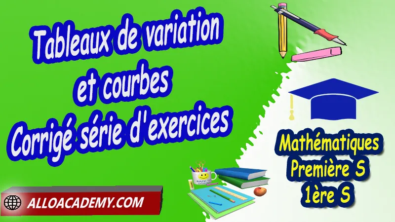 Tableaux de variation et courbes - Série d'exercices corrigés - Mathématiques Classe de première s (1ère S) PDF, Dérivation Première s (1ère S), Nombre dérivé d’une fonction en un point, Tangente à la courbe représentative d’une fonction dérivable en un point, Fonction dérivée, Dérivée des fonctions usuelles, Tableaux de variation et courbes, Dérivées d'une fonction inverse ou quotient, Fonction dérivée et tangentes, Calcul de la dérivée de fractions polynomiales, Dérivée d’une somme, d’un produit et d’un quotient, Lien entre signe de la dérivée et sens de variation, Extremum d’une fonction, Cours de dérivation de Classe de Première  S (1ère s), Résumé cours de dérivation de Classe de Première  S (1ère s), Exercices corrigés de dérivation de Classe de Première  S (1ère s), Série d'exercices corrigés de dérivation de Classe de Première  S (1ère s), Contrôle corrigé de dérivation de Classe de Première  S (1ère s), Travaux dirigés td de dérivation de Classe de Première  S (1ère s), Mathématiques, Lycée, première S (1ère s), Mathématiques niveau lycée, Mathématiques Classe de première S, Maths Programme France, Système éducatif en France, Le programme de la classe de première S en France, Le programme de l'enseignement de Mathématiques Première S (1S) en France, Tout le programme de Mathématiques de première S France, maths 1ère s1 pdf, mathématiques première s pdf, programme 1ère s maths, cours maths première s nouveau programme pdf, toutes les formules de maths 1ère s pdf, maths 1ère s exercices corrigés pdf, mathématiques première s exercices corrigés, exercices corrigés maths 1ère c pdf, Mathématiques première s, Fiches de cours, Les maths au lycée avec de nombreux cours et exercices corrigés pour les élèves de Première S 1ère S, programme enseignement français Première S, Le programme de français au Première S, cours de maths, cours particuliers maths, cours de maths en ligne, cours maths, cours de maths particulier, prof de maths particulier, apprendre les maths de a à z, exo maths, cours particulier maths, prof de math a domicile, cours en ligne première S, recherche prof de maths à domicile, cours particuliers maths en ligne