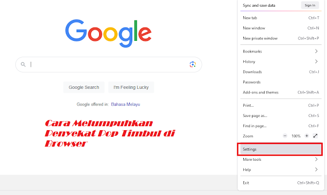 Cara Melumpuhkan Penyekat Pop Timbul di Browser