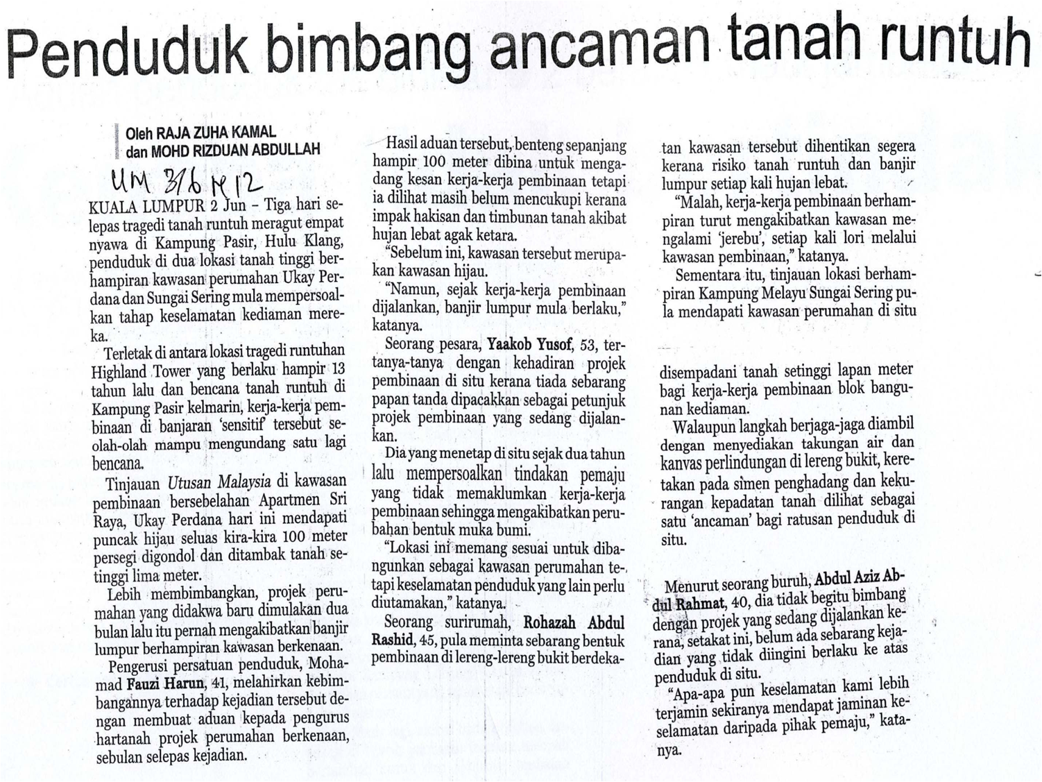 Berita Harian Surat Khabar Suhu