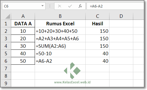 Rumus Penjumlahan dan Pengurangan Excel 
