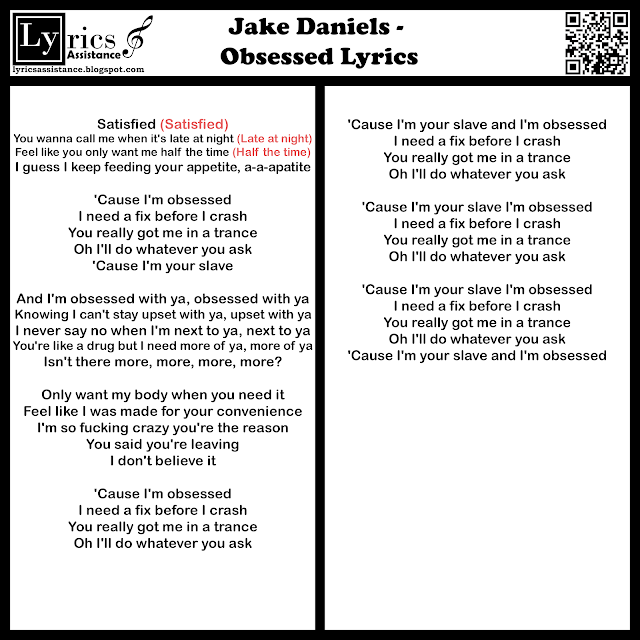 Jake Daniels - Obsessed Lyrics | lyricsassistance.blogspot.com