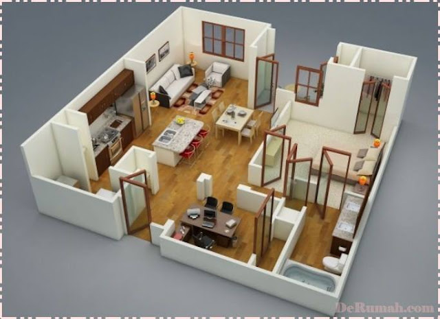 Kumpulan Denah rumah minimalis modern 3 Dimensi lengkap 