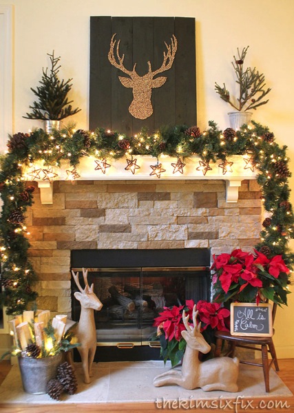 Rustic christmas mantel