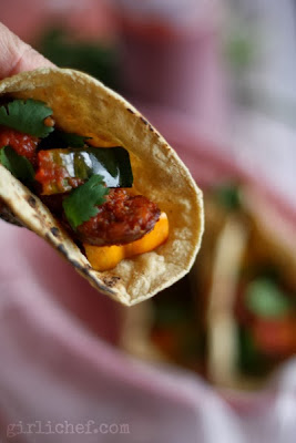 Acorn Squash and Chorizo Seco Tacos via www.girlichef.com