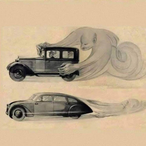 Hình vẻ mô tả khí động học cho xe hơi của người xưa