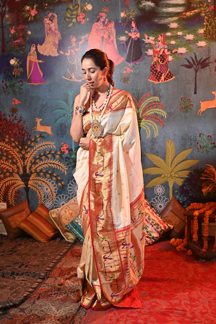 Mushroo silk Banarasi paithani saree