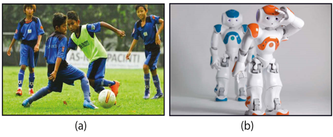 Gambar (a) anak dan (b) robot