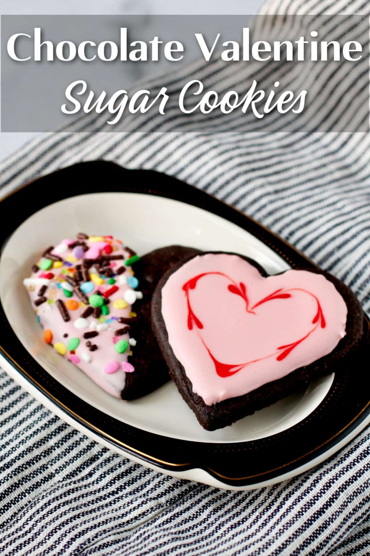 Two Chocolate Valentine Sugar Cookies.