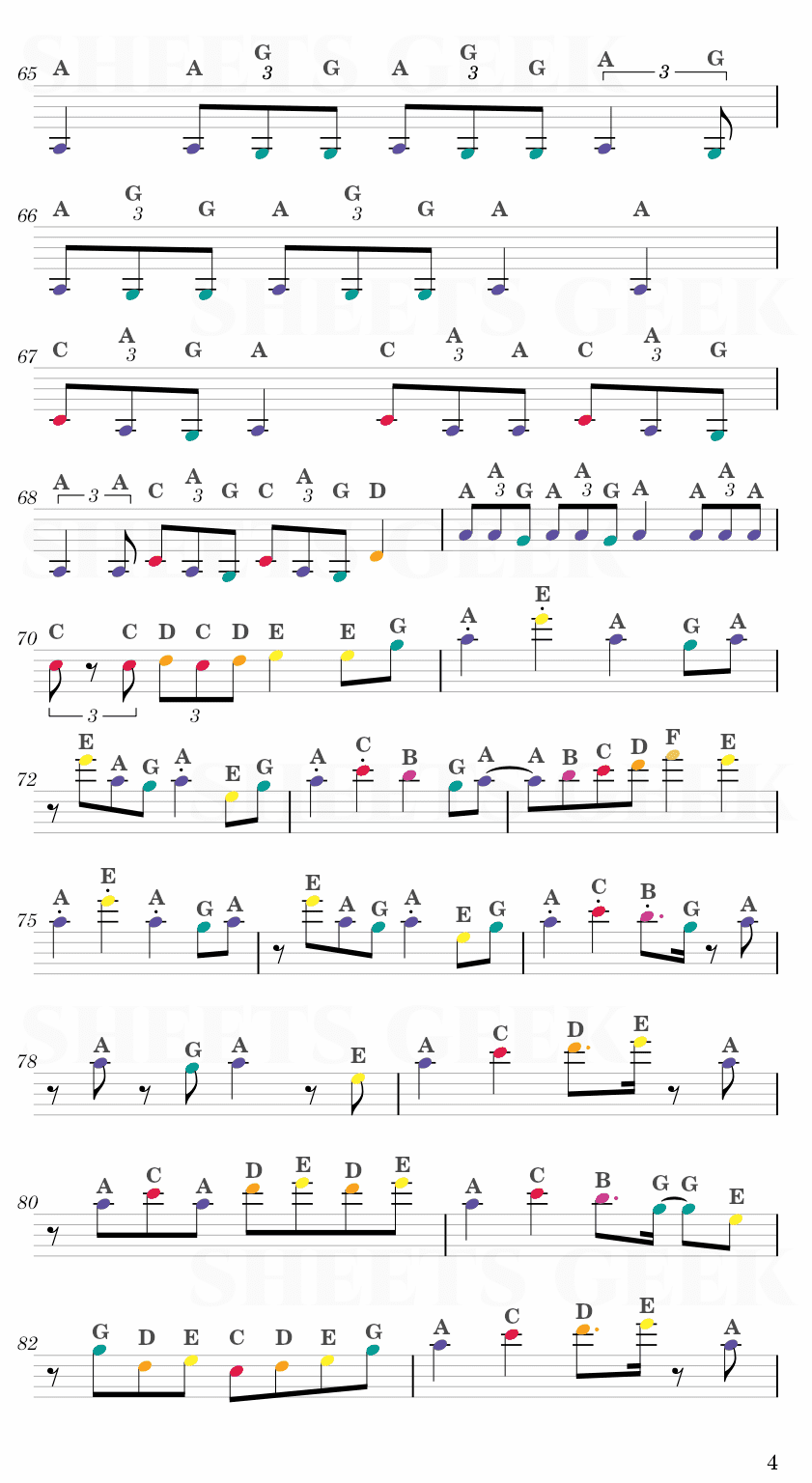 Idol (アイドル) - YOASOBI (Oshi no Ko - Opening) Easy Sheet Music Free for piano, keyboard, flute, violin, sax, cello page 4