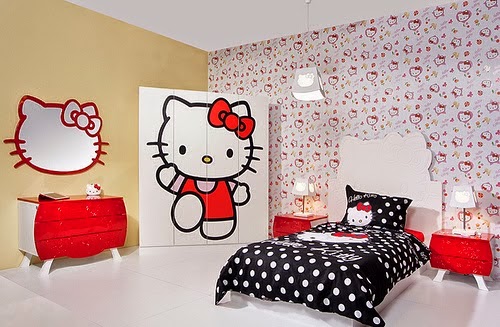Desain Dinding  Kamar  Tidur Hello  Kitty  Anak Remaja 