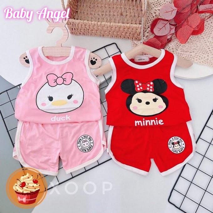 [ baby_angel.0901 ] [7-17kg]Bộ ba lỗ cho bé gái chất liệu cotton thun lạnh Minky Mom mềm mát cho bé-Bộ sát nách chất liệu cotton bé gái