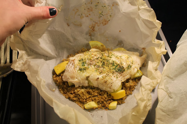 parchment paper fish, Blue Apron