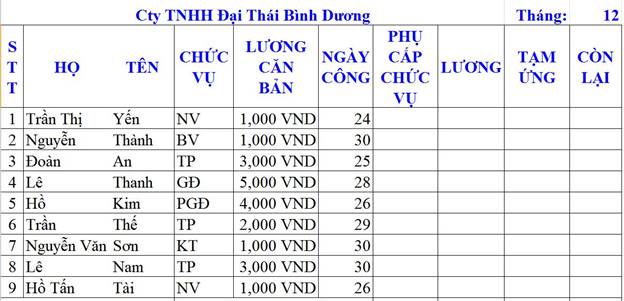 tinhoccoban.net - Bảng tính lương