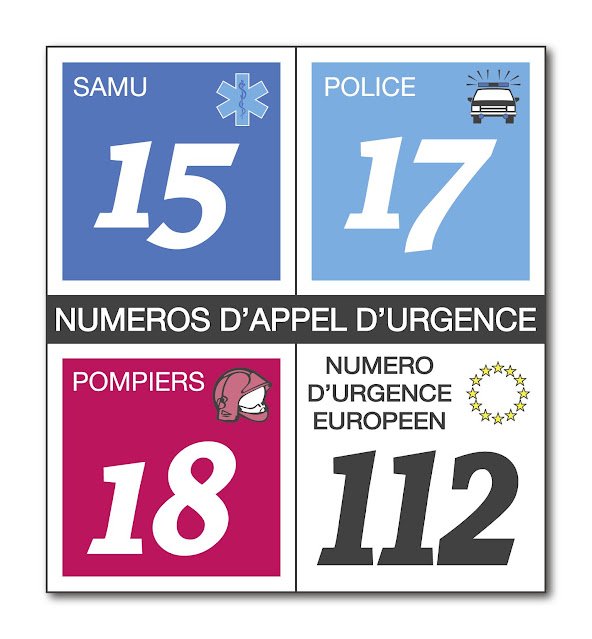 numéros de secours 15 samu, 18 pompier, 112 européens