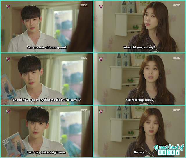  kang chul at yeon jo house and ask him for the 5 kisses they talk about in webtoon - W - Episode 12 Review 